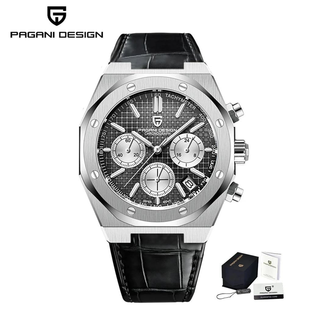 PAGANI DESIGN New VK63 Men'S Quartz Watch 40mm Sapphire Stainless Steel Waterproof 20bar Luminous C3 Sports Chronograph