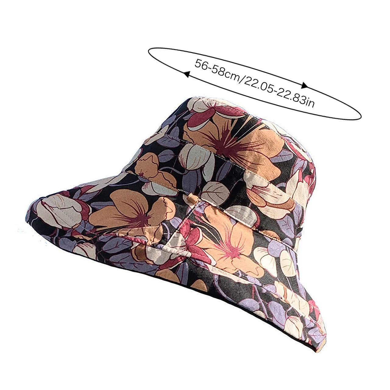 Double-Sided Women Bucket Hat Solid Color Flower Print Wide Brim Fisherman Hats For Ladies Outdoor Travel Panama Sunscreen Cap