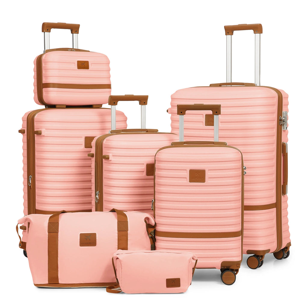 Joyway Luggage Set 6 Piece Suitcase Sets with Spinner Wheel,Hardside Expandable Travel Laggage with TSA Lock (18/20/24/28 White