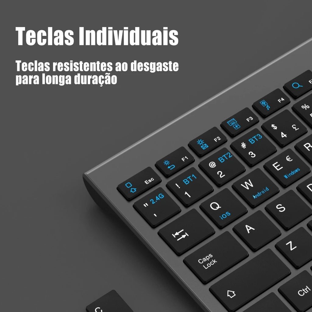 2.4g Wireless Wireless Bluetooth Keyboard And Mouse Kit Rechargeable Abnt2 Bk-8078