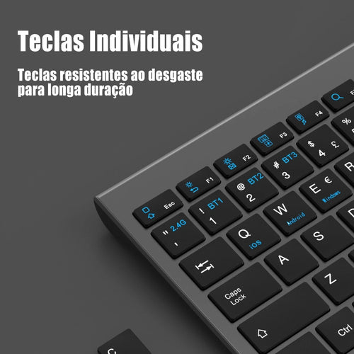 2.4g Wireless Wireless Bluetooth Keyboard And Mouse Kit Rechargeable Abnt2 Bk-8078