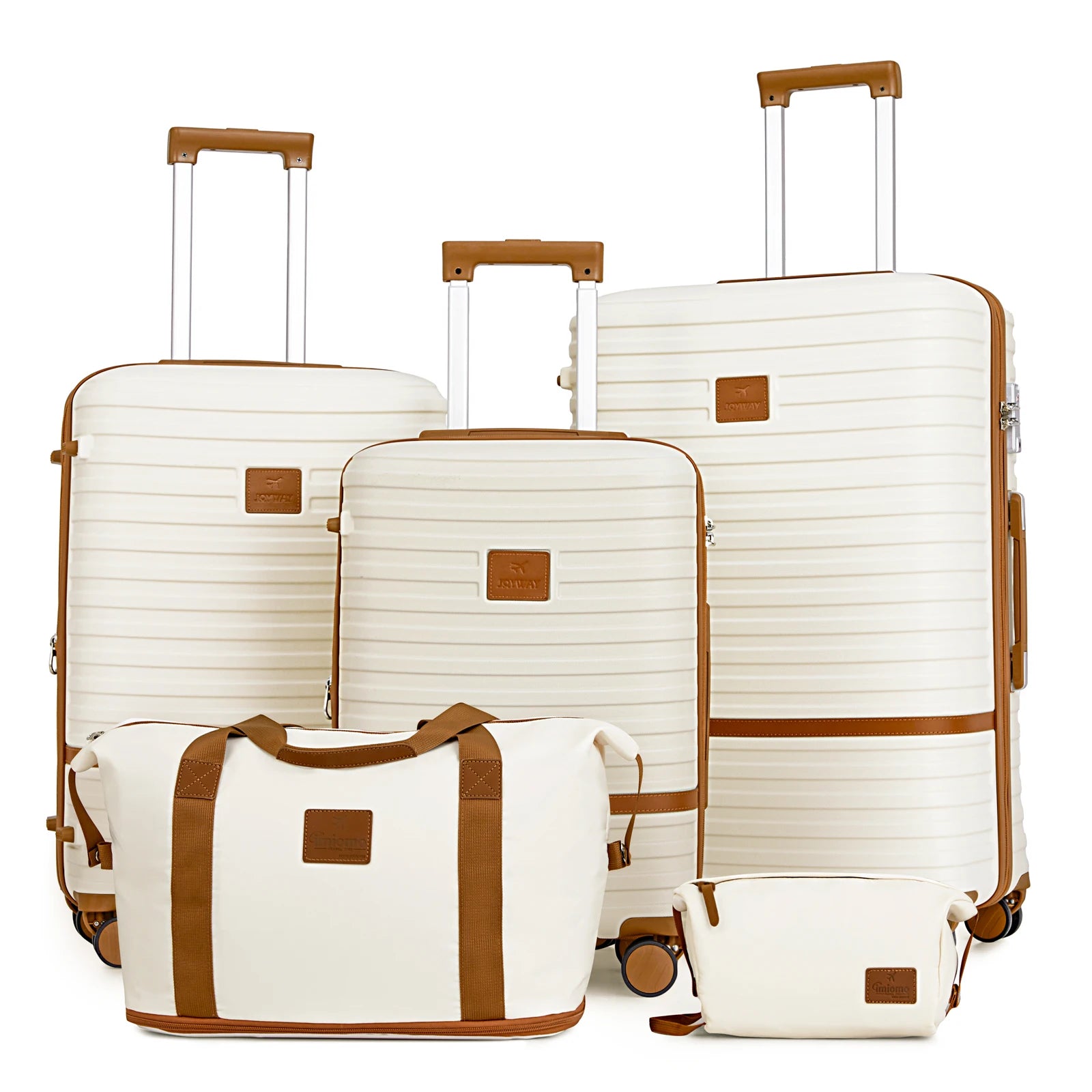 Joyway Luggage Set 6 Piece Suitcase Sets with Spinner Wheel,Hardside Expandable Travel Laggage with TSA Lock (18/20/24/28 White