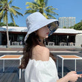 Double-Sided Women Bucket Hat Solid Color Flower Print Wide Brim Fisherman Hats For Ladies Outdoor Travel Panama Sunscreen Cap