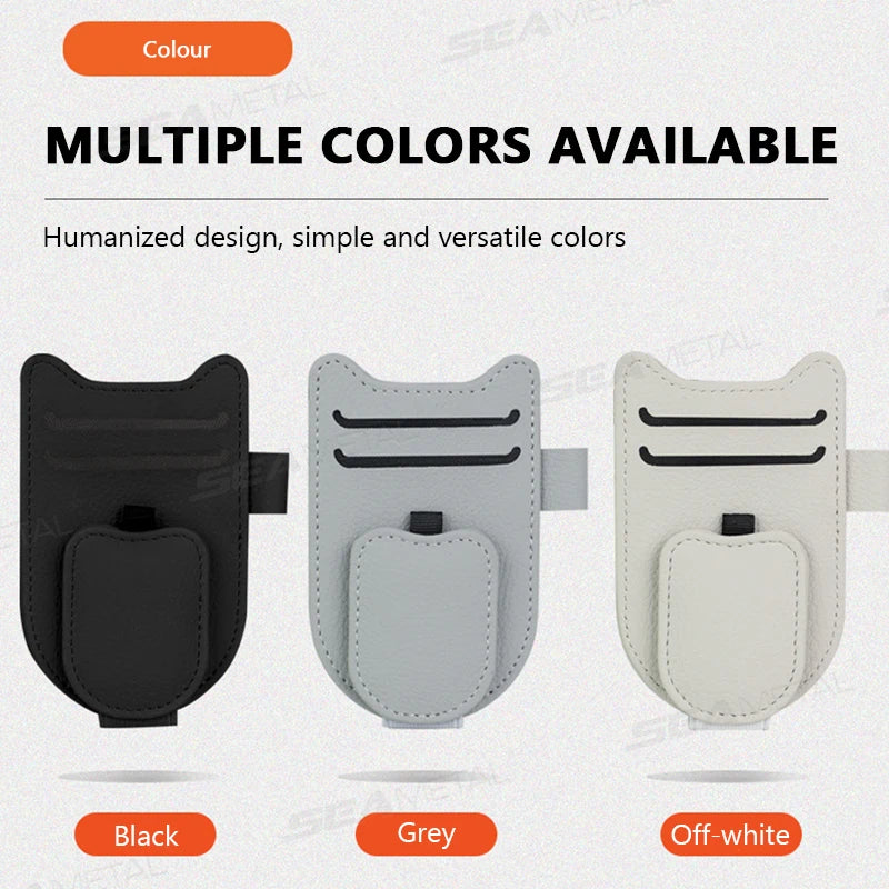 SEAMETAL Luxury Car Visor Glasses Clip Magnetic Wear-Resistant Sunglasses Holder 3 in 1 Auto Eyeglasses Clip with Card Holder