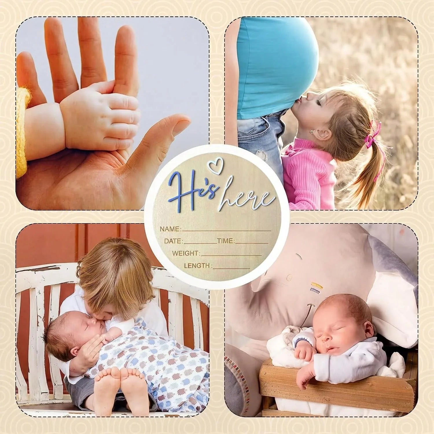 Birth Announcement Sign She's Here Or He's HereAnnouncement Sign Baby Newborn AnnouncementSign Baby Photo Prop