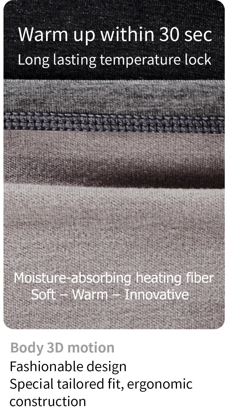 52025 Warm Thermal Underwear with Wool and Silk – Double-Layered for Extra Warmth, Winter-Ready Long Johns, Premium Base Layer