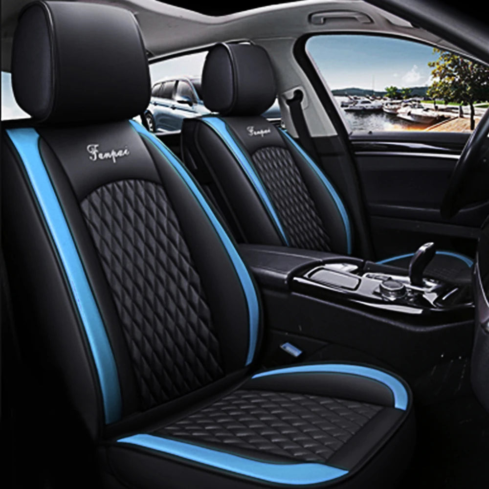 Black Blue Car Seat Cover 5Seat Leather Protection Cushion CT0008 Universal Seat Cover