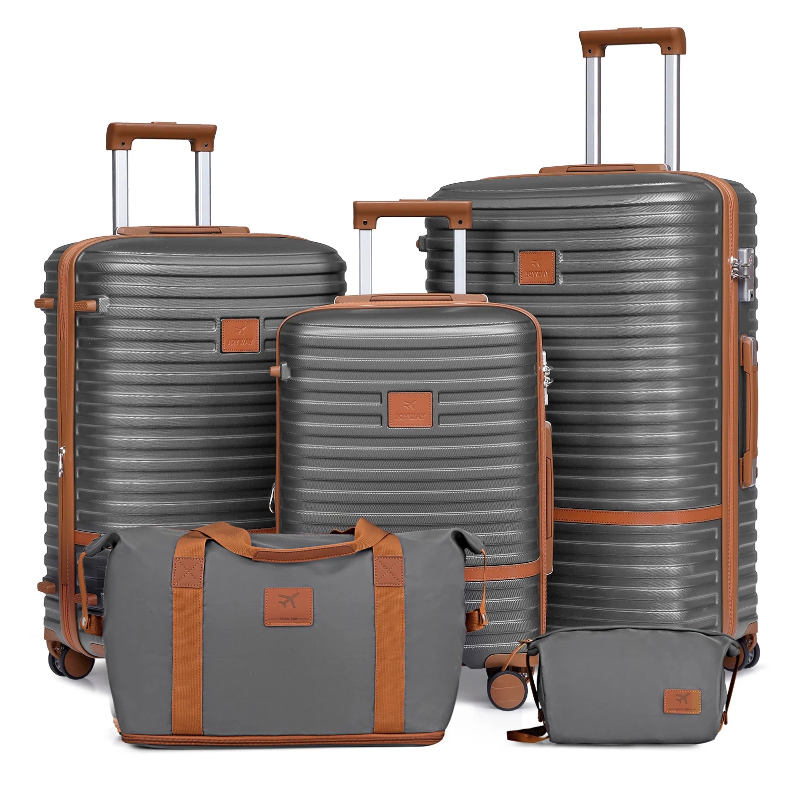 Joyway Luggage Set 6 Piece Suitcase Sets with Spinner Wheel,Hardside Expandable Travel Laggage with TSA Lock (18/20/24/28 White