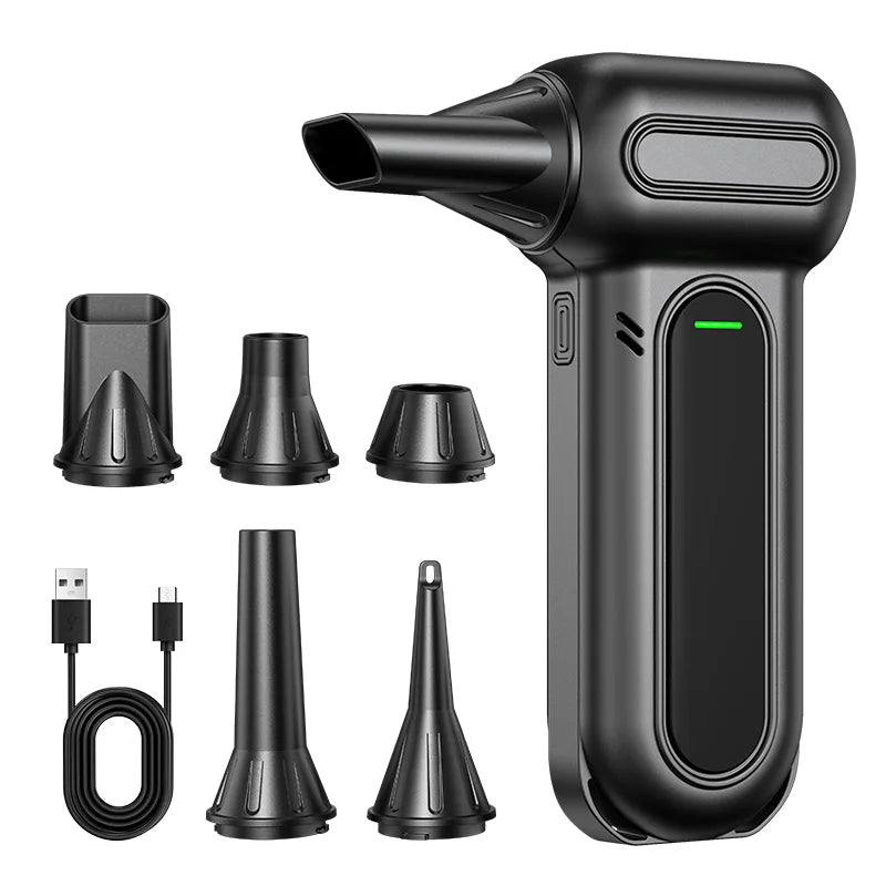 Electric Compressed Air Duster with Brushless Motor 8000mAh 3-Gear Adjustable Cordless Air Blower Gun for Computer Keyboard PC