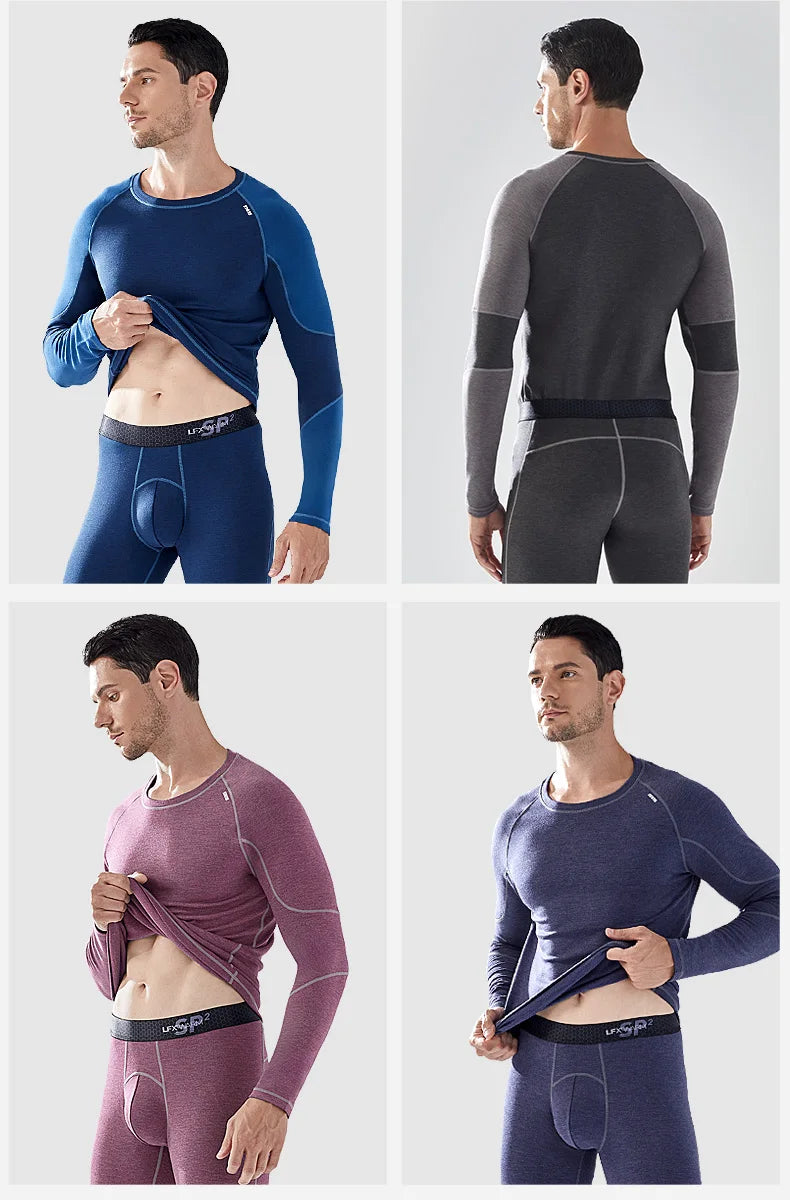 52025 Warm Thermal Underwear with Wool and Silk – Double-Layered for Extra Warmth, Winter-Ready Long Johns, Premium Base Layer