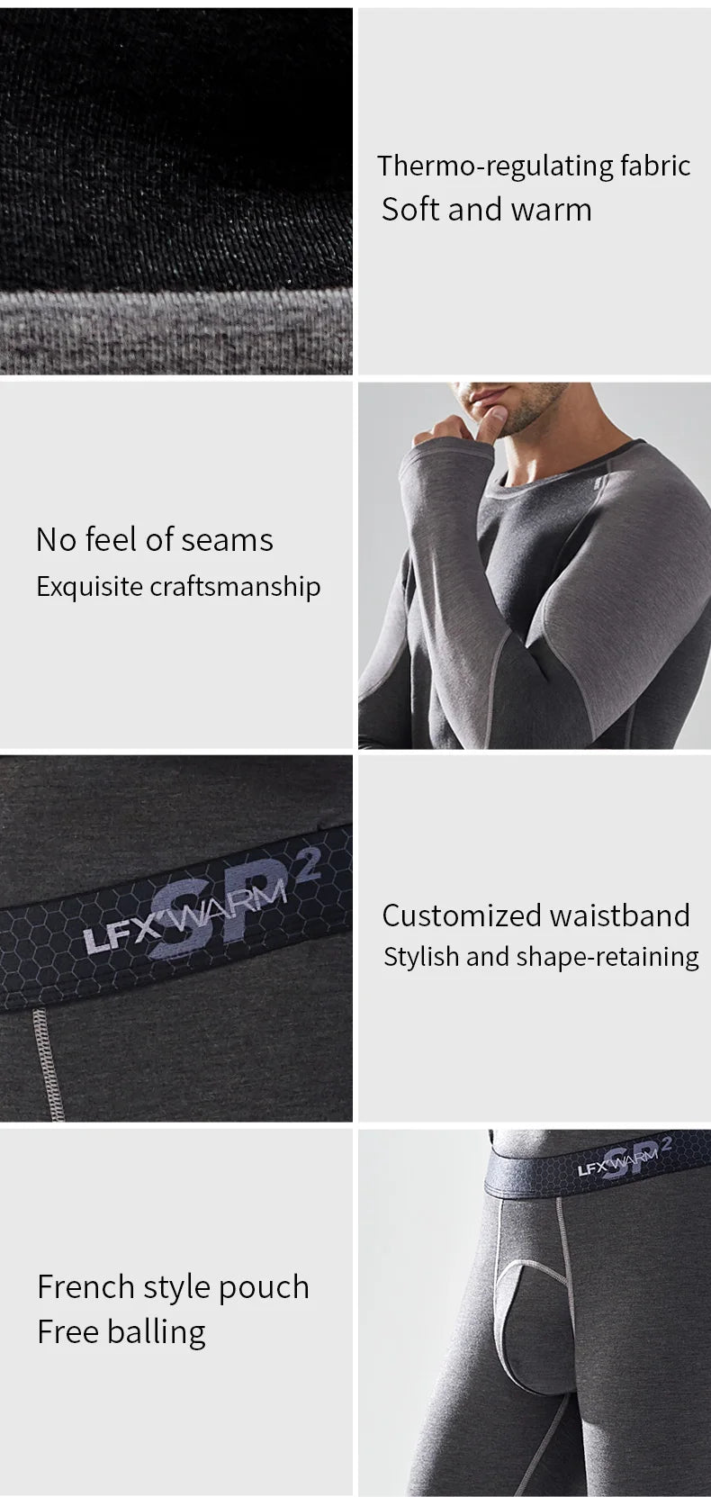 52025 Warm Thermal Underwear with Wool and Silk – Double-Layered for Extra Warmth, Winter-Ready Long Johns, Premium Base Layer