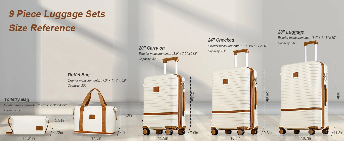 Joyway Luggage Set 6 Piece Suitcase Sets with Spinner Wheel,Hardside Expandable Travel Laggage with TSA Lock (18/20/24/28 White
