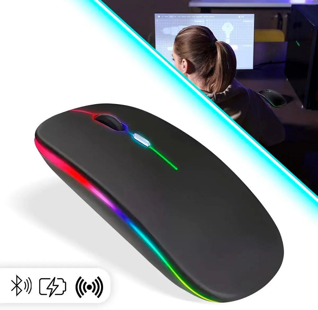 Wireless Mouse Rechargeable Led Rgb 2.4 Ghz Wireless Bluetooth Optico Ghz Notebook Computer