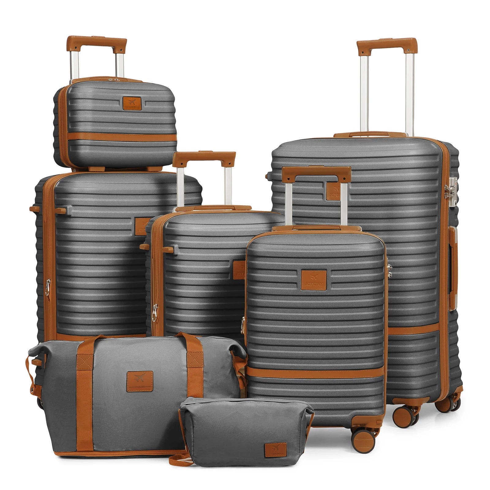 Joyway Luggage Set 6 Piece Suitcase Sets with Spinner Wheel,Hardside Expandable Travel Laggage with TSA Lock (18/20/24/28 White