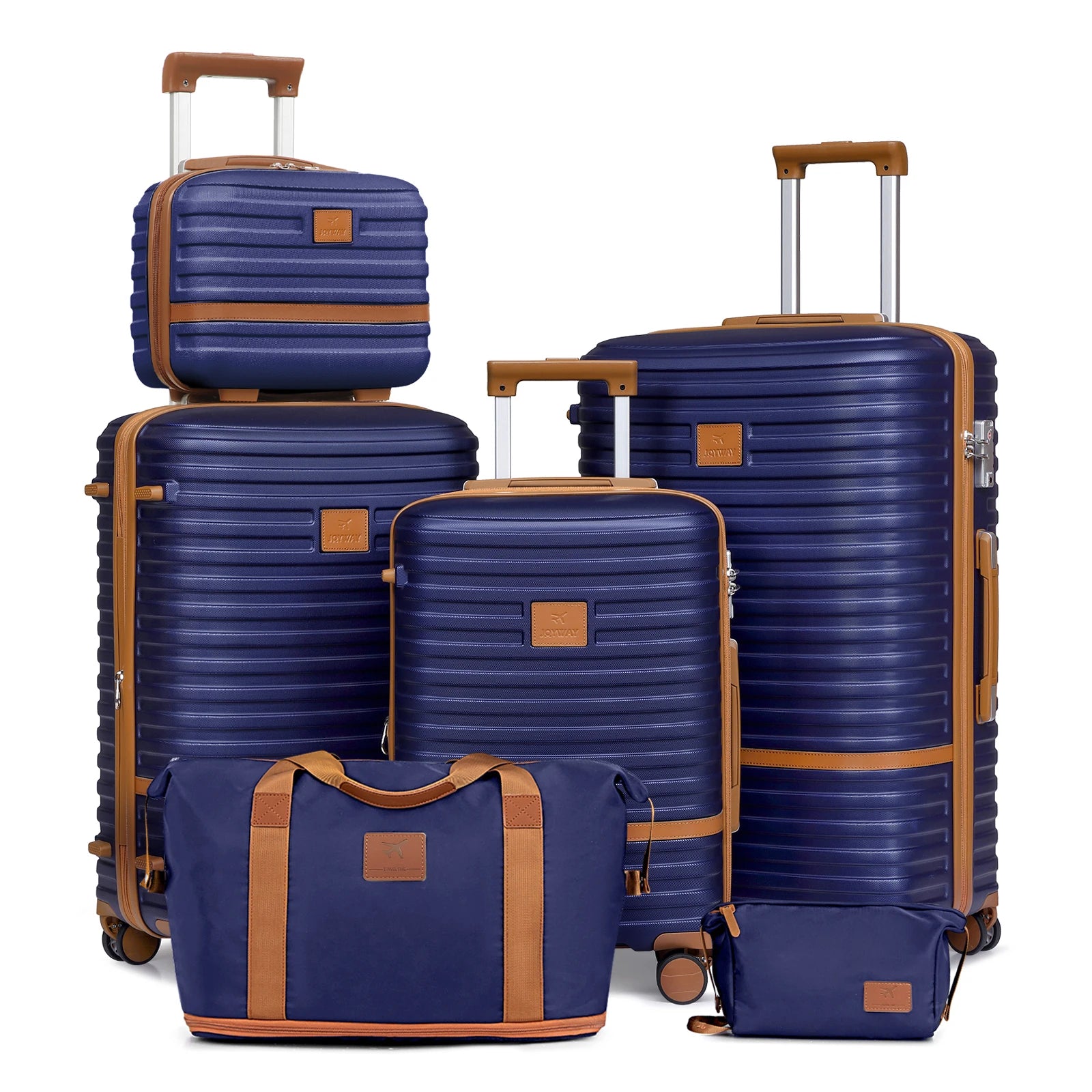 Joyway Luggage Set 6 Piece Suitcase Sets with Spinner Wheel,Hardside Expandable Travel Laggage with TSA Lock (18/20/24/28 White