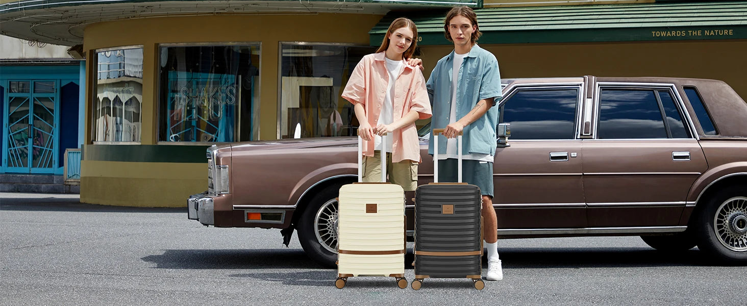 Joyway Luggage Set 6 Piece Suitcase Sets with Spinner Wheel,Hardside Expandable Travel Laggage with TSA Lock (18/20/24/28 White
