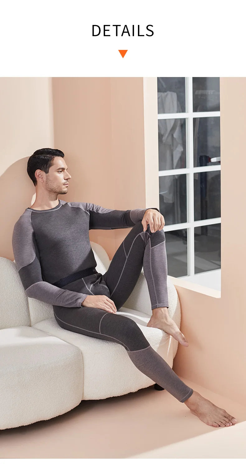52025 Warm Thermal Underwear with Wool and Silk – Double-Layered for Extra Warmth, Winter-Ready Long Johns, Premium Base Layer