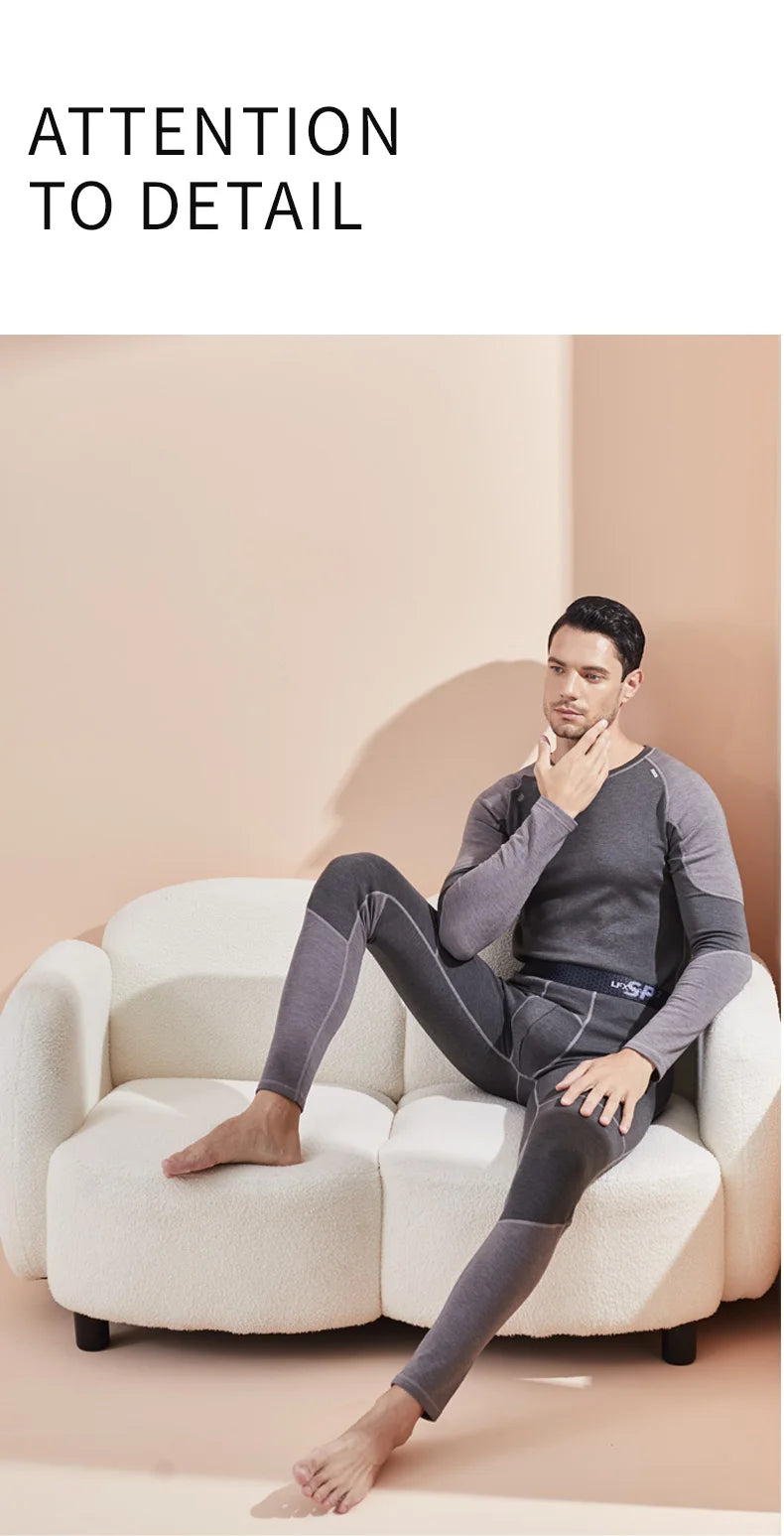 52025 Warm Thermal Underwear with Wool and Silk – Double-Layered for Extra Warmth, Winter-Ready Long Johns, Premium Base Layer