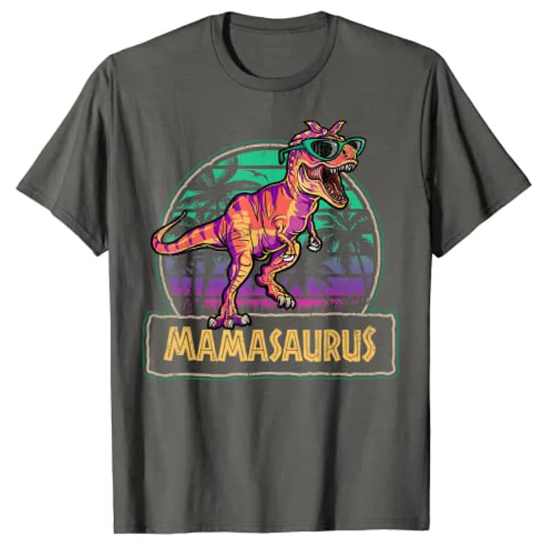 Mamasaurus T Rex Dinosaur Mama Saurus Family Matching Women Cute T-Shirt Graphic Tee Shirts