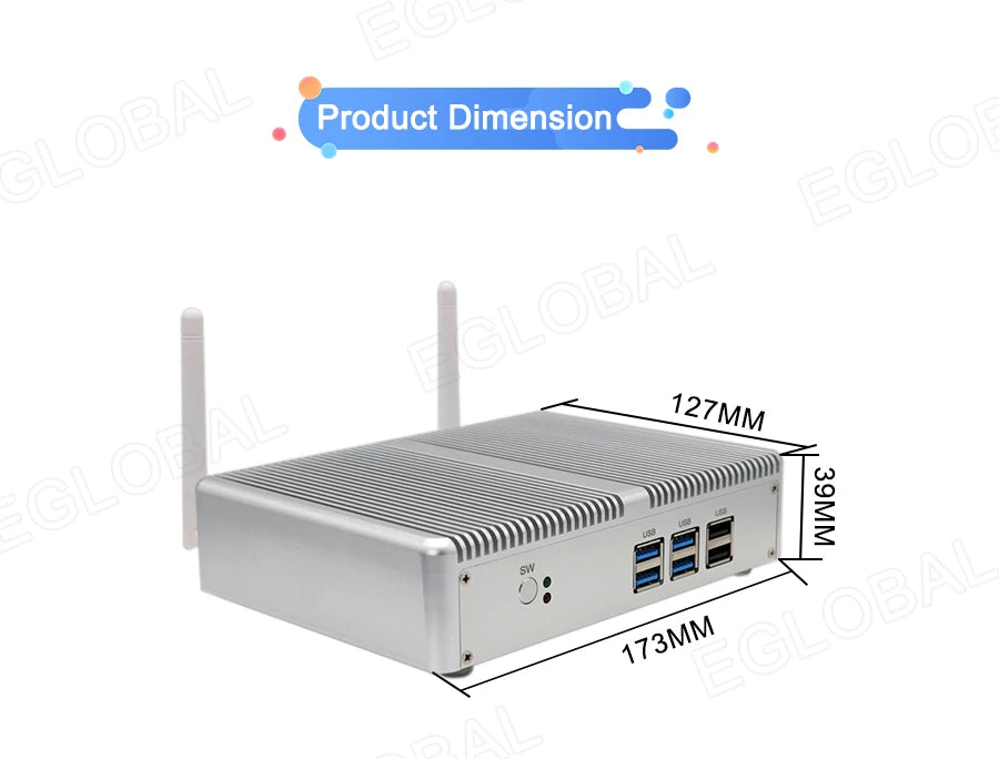 Eglobal Cheap Fanless Mini PC Windows 10 Pro Intel i5 7200U i3 7167U DDR4/DDR3 Barebone Computer Components4K HTPC WiFi HDMI VGA