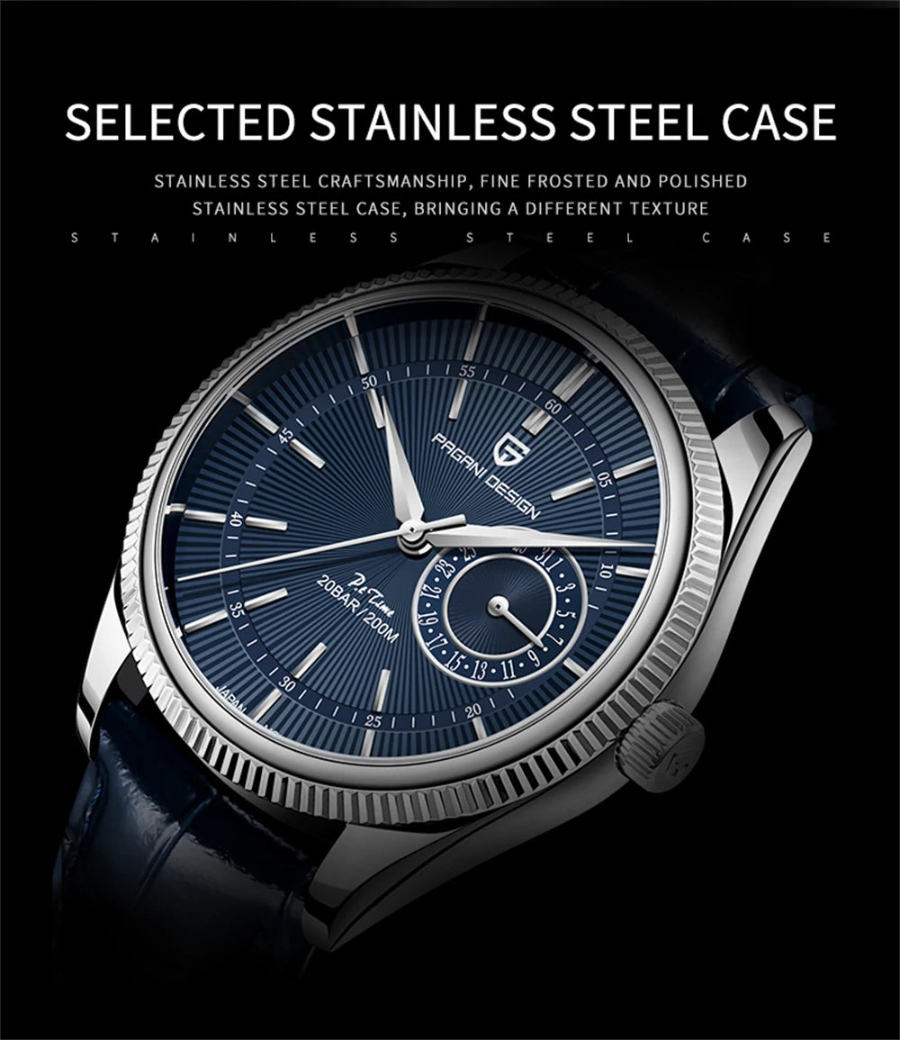 PAGANI DESIGN 2026 Men's Watches Automatic Watch Men Sapphire Quartz Wristwatches Chronograph 10Bar Waterproof Relogio Masculino