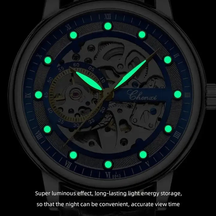 CHENXI Luxury Man Watch 8843 Automatic Mechanical Watches Mens Business Waterproof Skeleton Wristwatches Men Steel Bracelet