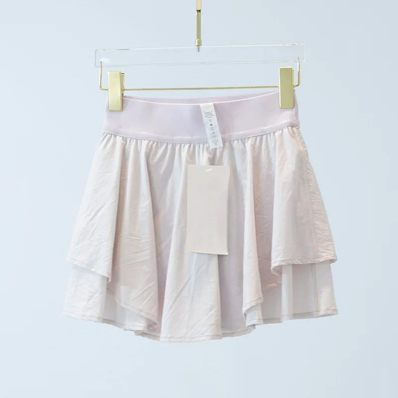 Custom Logo Lightweight 2 in 1 Shorts Pleated Skirt Lulu Tennis Skirt With Shorts for Women