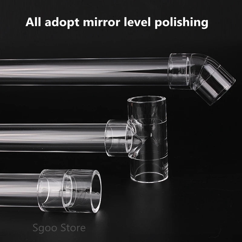 16 20 25 32 40 50mm Acrylic Pipe 90 Degree Elbow Transparent Plexiglass Fish Aquarium Water Tank Accessories Tank Tee Way Joints