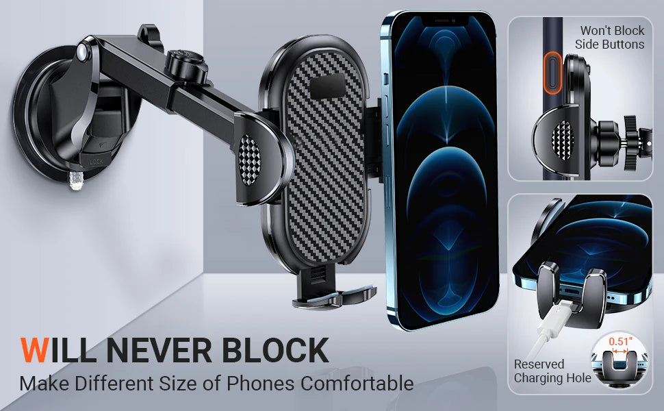Car Phone Mount Long Arm Suction Cup Sucker Car Phone Holder Stand Mobile Cell Support For iPhone Xiaomi Redmi Samsung Huawei