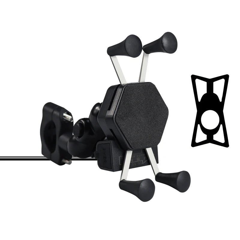 Adjustable Motorcycle Phone Charging Holder Mobile Phone Holder With USB Charger