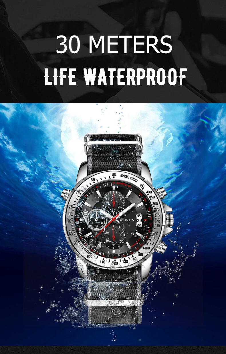 2025 New OCHSTIN Mens Pilot Watch Military Wristwatches For Men  Sports Chronograph Waterproof Nylon Leather Quartz Male Clock