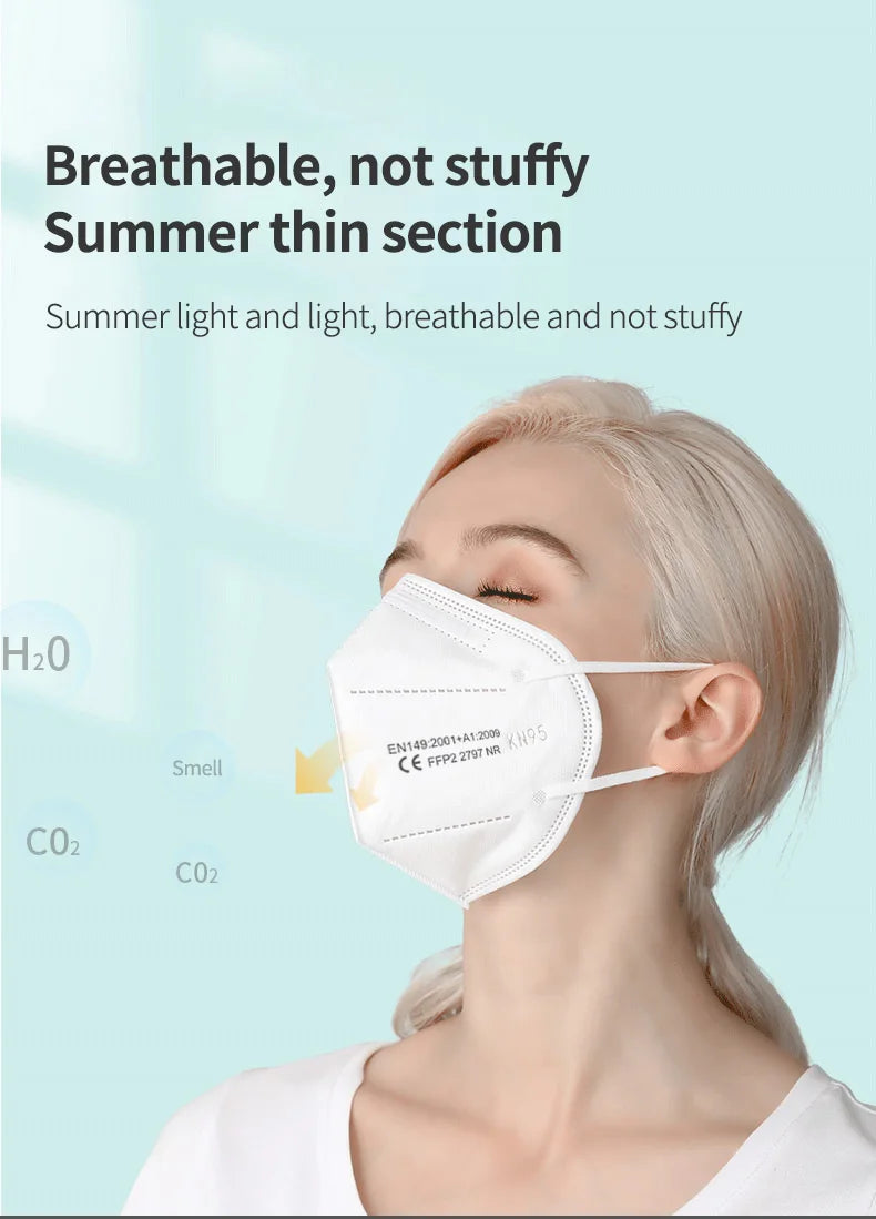 10-200pcs ffp2mask Black kn95 mascarillas negra Adults 5 Layers fpp2 approved kn95 CE Respirator Face Mask ffp2reutilizable ffp3