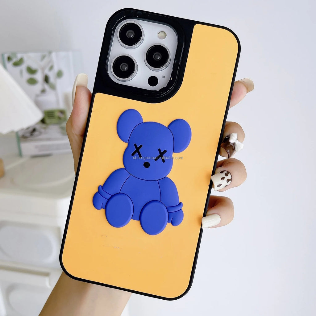 3D Real Silicone Case for iPhone 14 15 16 Pro Max Cartoon Design Phone Cover Funny Custodia Telephone 13 12 Pro Max