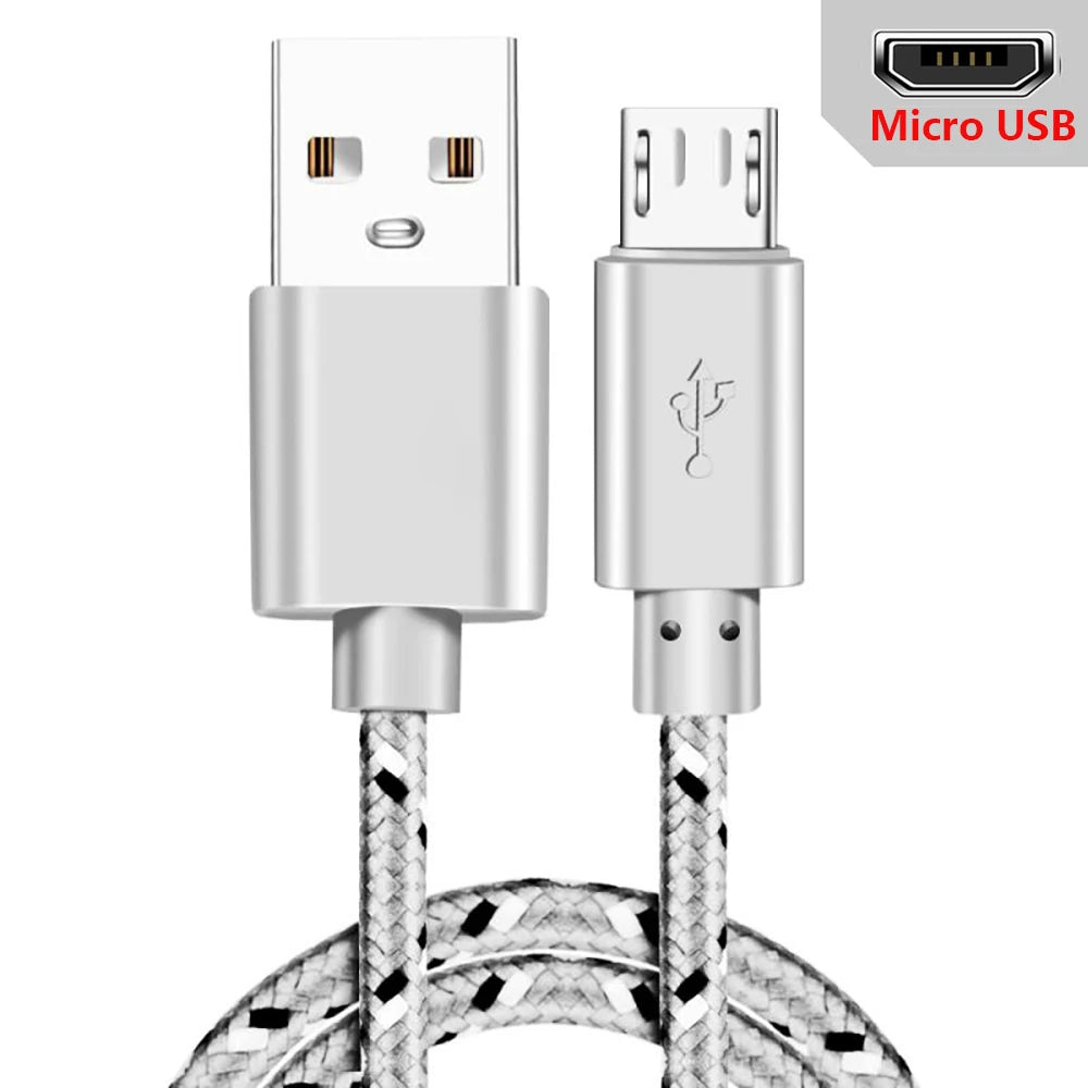 Micro USB Cable 1m Data Sync USB Charger Cable For Xiaomi Samsung Huawei Android Phone Nylon Braided Charging Microusb Cables