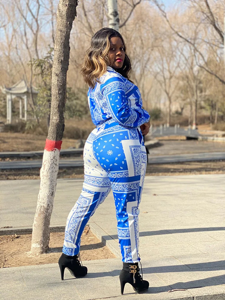 Paisley Bandana Print Two 2 Piece Set Women Fitness Sweatsuit Zipper Up Sweatshirt + Jogger Pants Set Tracksuit Vintage Outfits