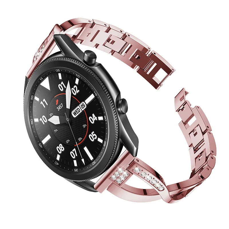 20mm 22mm Luxury Stainless steel Straps for samsung galaxy watch 3 41mm Rhinestone Band for samsung galaxy watch 3 45mm bracelet