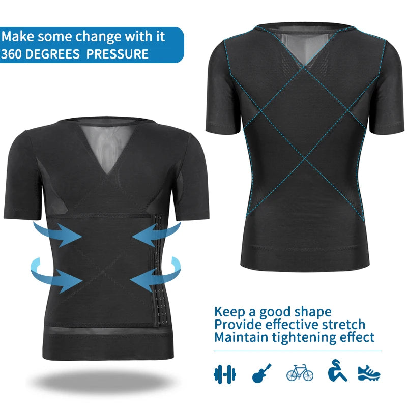 Mens Body Shaper Compression Shirts Abdomen Shapewear Tummy Slimming Sheath Gynecomastia Shapers Corset Waist Trainer Fajas Tops