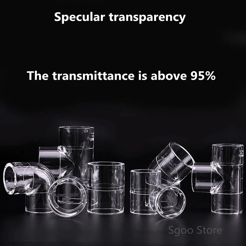 16 20 25 32 40 50mm Acrylic Pipe 90 Degree Elbow Transparent Plexiglass Fish Aquarium Water Tank Accessories Tank Tee Way Joints