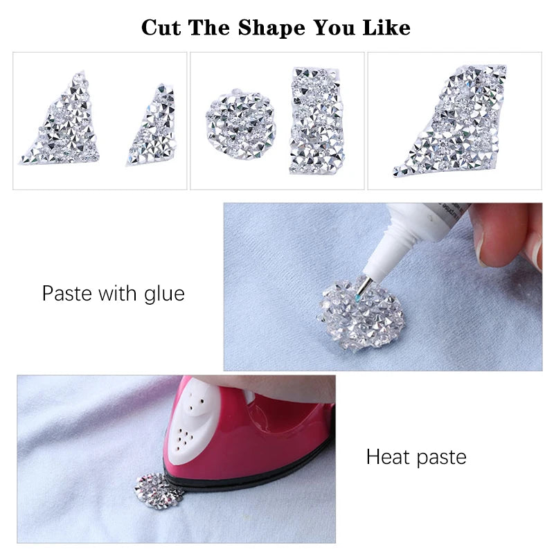 Rainbow Aurora Color Rhinestones Ribbon For Bows Sewing Resin Trim Strass Hot Fix Rhinestone Tape Applicator Iron On Appliques