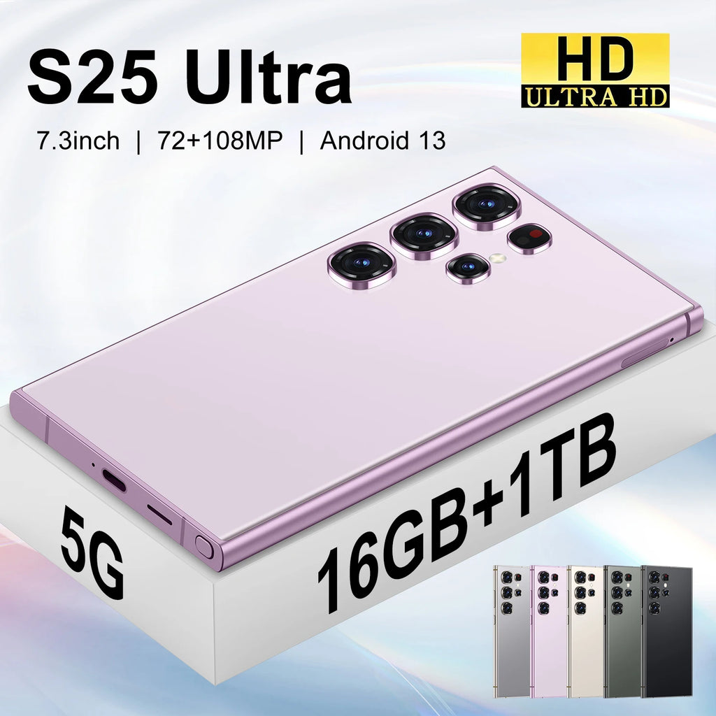 Chinooe Telephone Portable S25 Ultra 16+1TB Unlocked 5G Android 13 Multi-language Octa Core HD Display CDMA 108MP Rear LTE