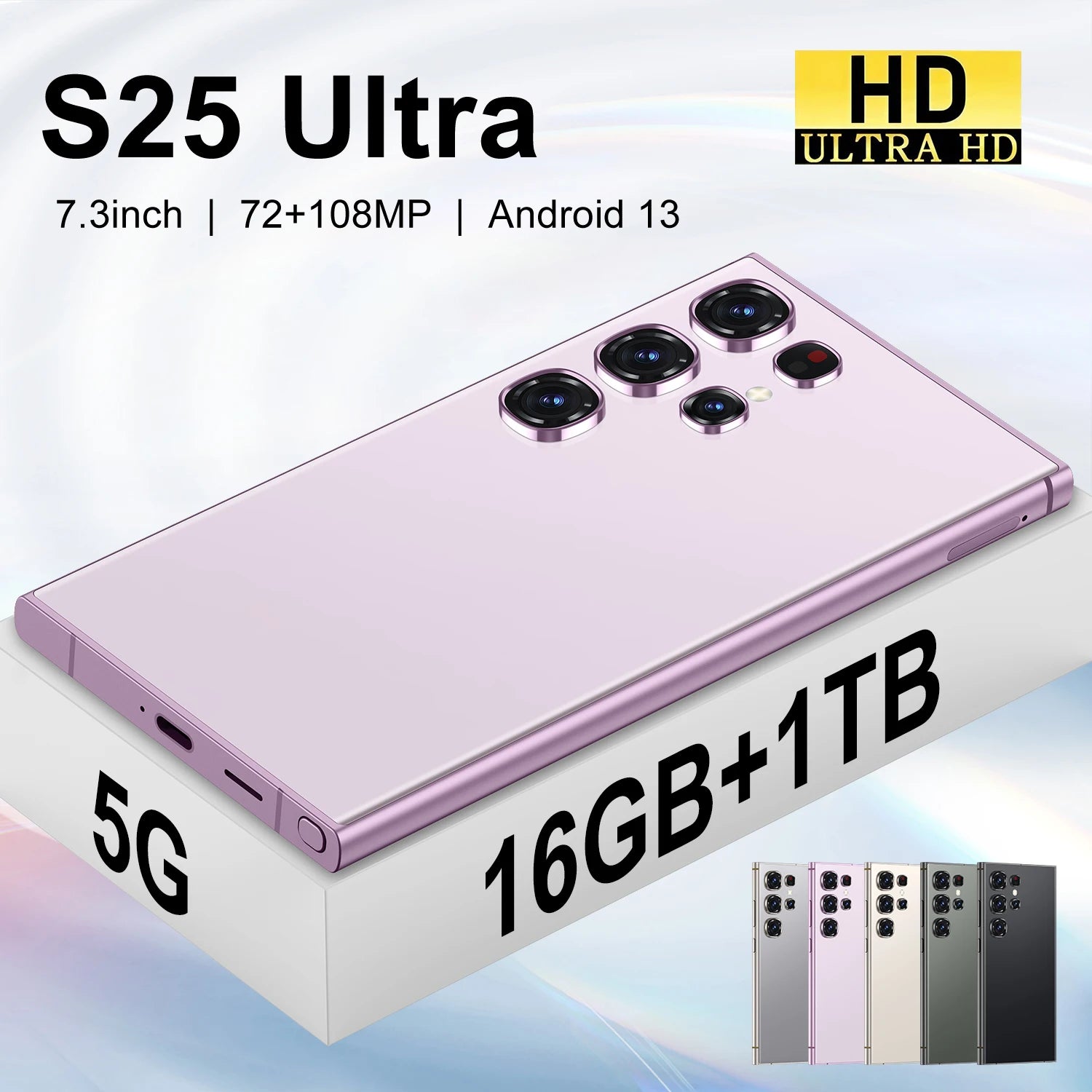 Chinooe Telephone Portable S25 Ultra 16+1TB Unlocked 5G Android 13 Multi-language Octa Core HD Display CDMA 108MP Rear LTE