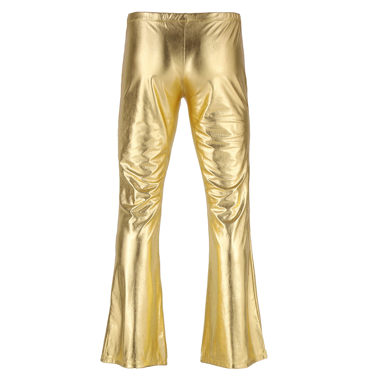 Mens Shiny Metallic 70s Disco Flared Pants Hippie Vintage Hip Hop Carnival Performance Costume Sequins Bell Bottoms Trousers