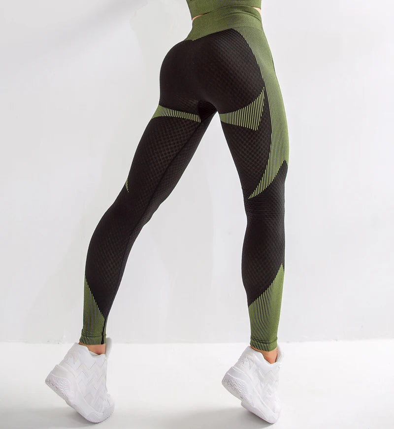 Fashion Women Seamless High Waist Fitness Gym Leggings Push Up Energy Tights Workout Running Activewear Tummy Control Yoga Pants