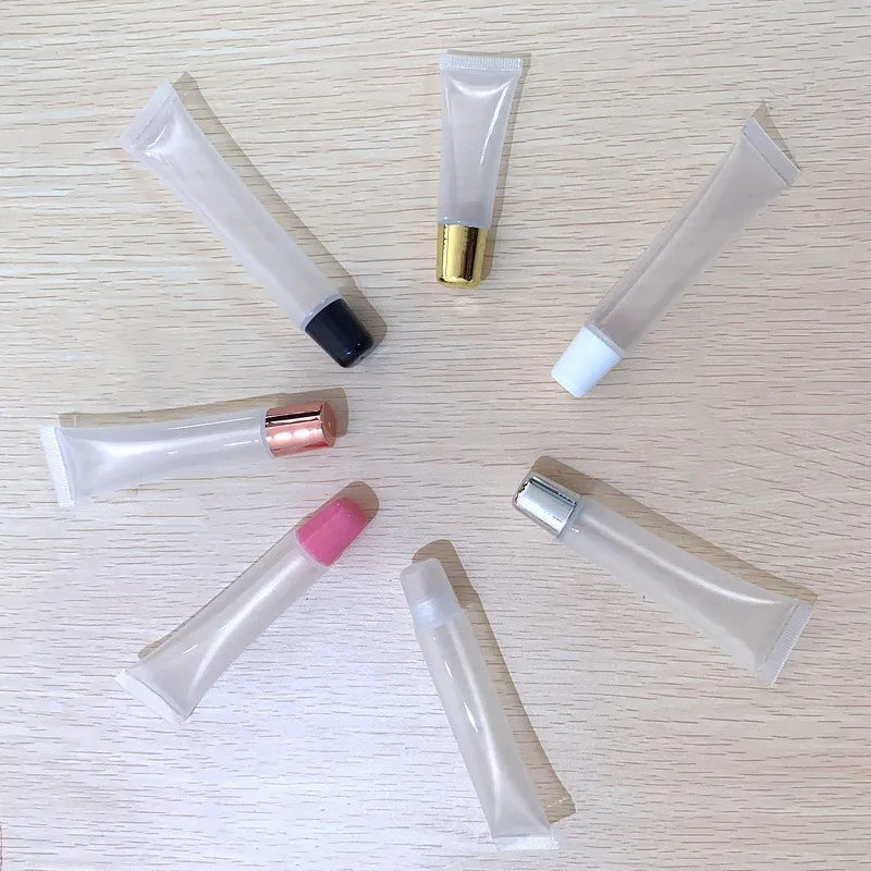 30/50PCS 10ml 15ml 20ml Empty Lipstick Tube,Lip Balm Soft Hose,Makeup Squeeze Sub-bottling,Clear Lip Gloss Container F606