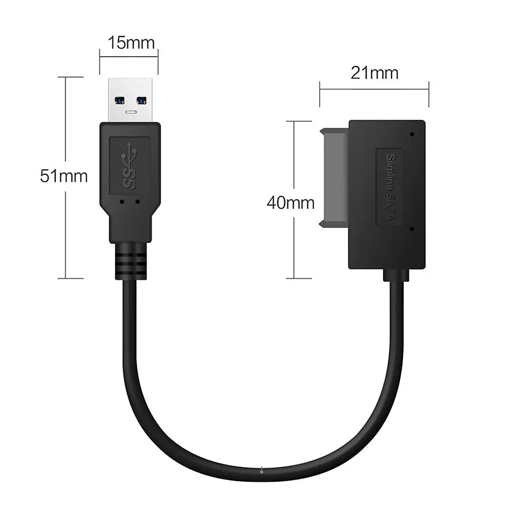 USB3.0 to Mini Sata II 7+6 13Pin Adapter SATA Converter Cable for Laptop CD/DVD ROM Slimline Drive USB 3.0 SATA Hard Drive Cable