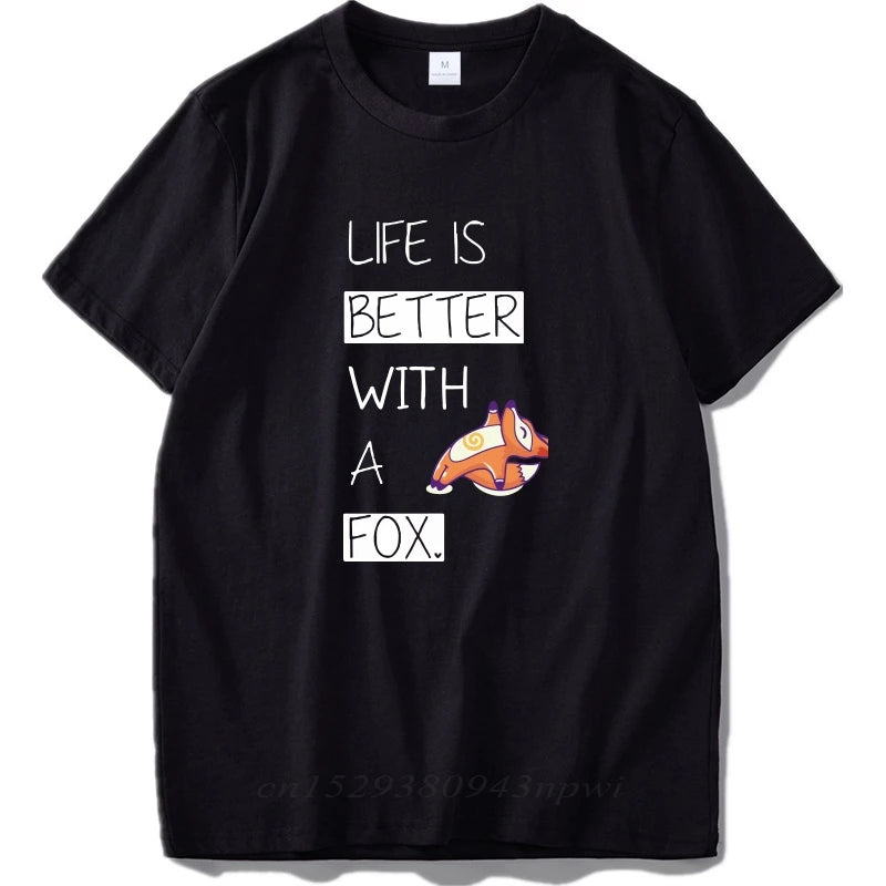 Fox T shirt Men EU Size This Is My Human I'm Really A Fox Funny Cute Animal Black 100% Cotton Tshirt Slim Fit Streetwear
