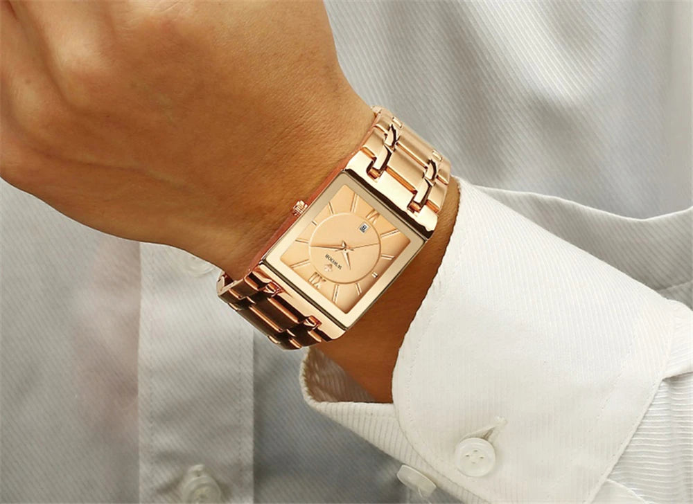 WWOOR Fashion Square White Watches Mens Top Brand Luxury Quartz Wristwatches For Men Casual Waterproof Silver Clock Reloj Hombre