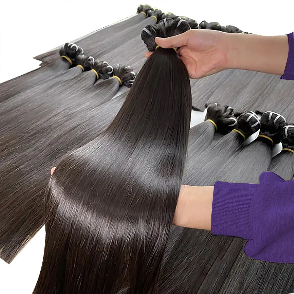 Indian Temple Natural Cuticle Aligned Virgin Vendor Weaving Wholesale Color Black Human Hair Raw Hair