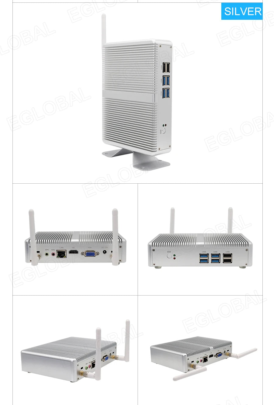 Eglobal Cheap Fanless Mini PC Windows 10 Pro Intel i5 7200U i3 7167U DDR4/DDR3 Barebone Computer Components4K HTPC WiFi HDMI VGA
