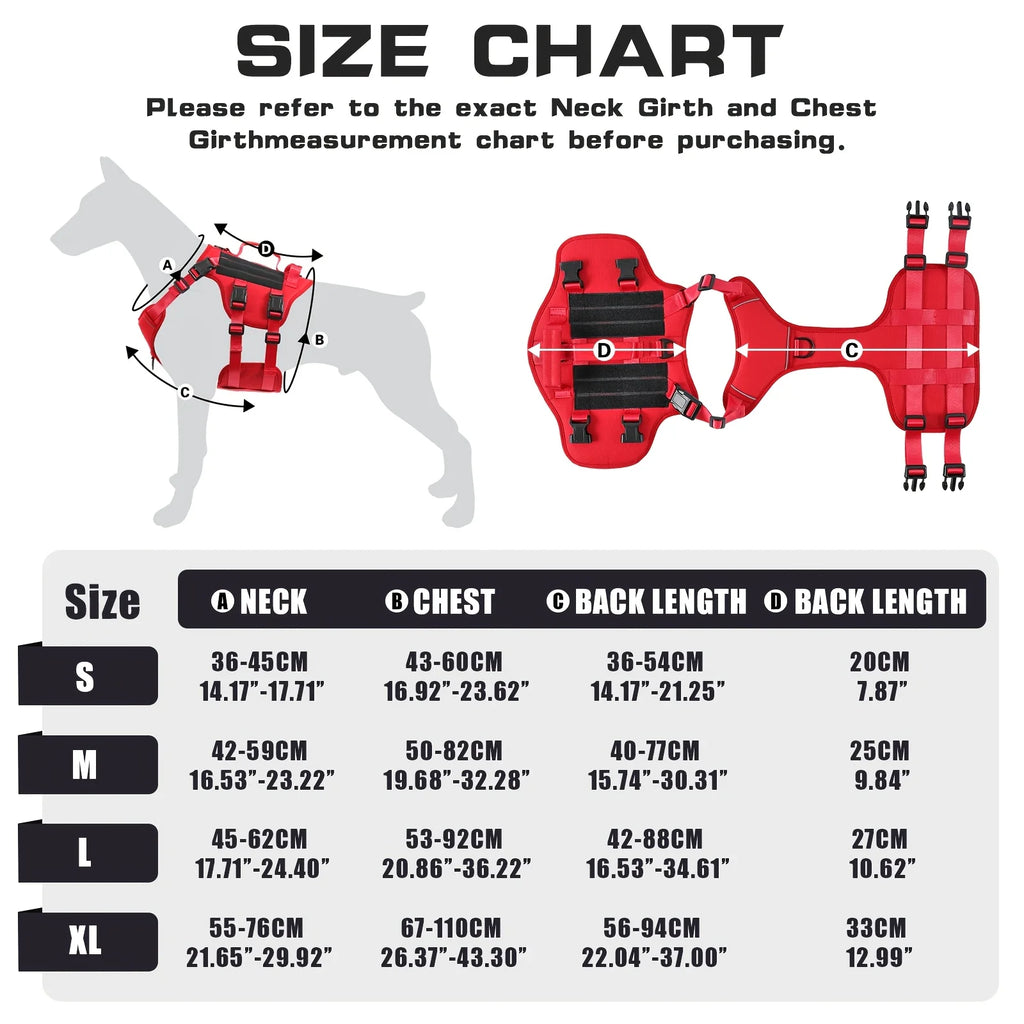 US LOCAL STOCK Hot Durable Nylon Tactical Service Dog Harness No-Pull Adjustable Reflective Vest with Dual Handles for Large Dog